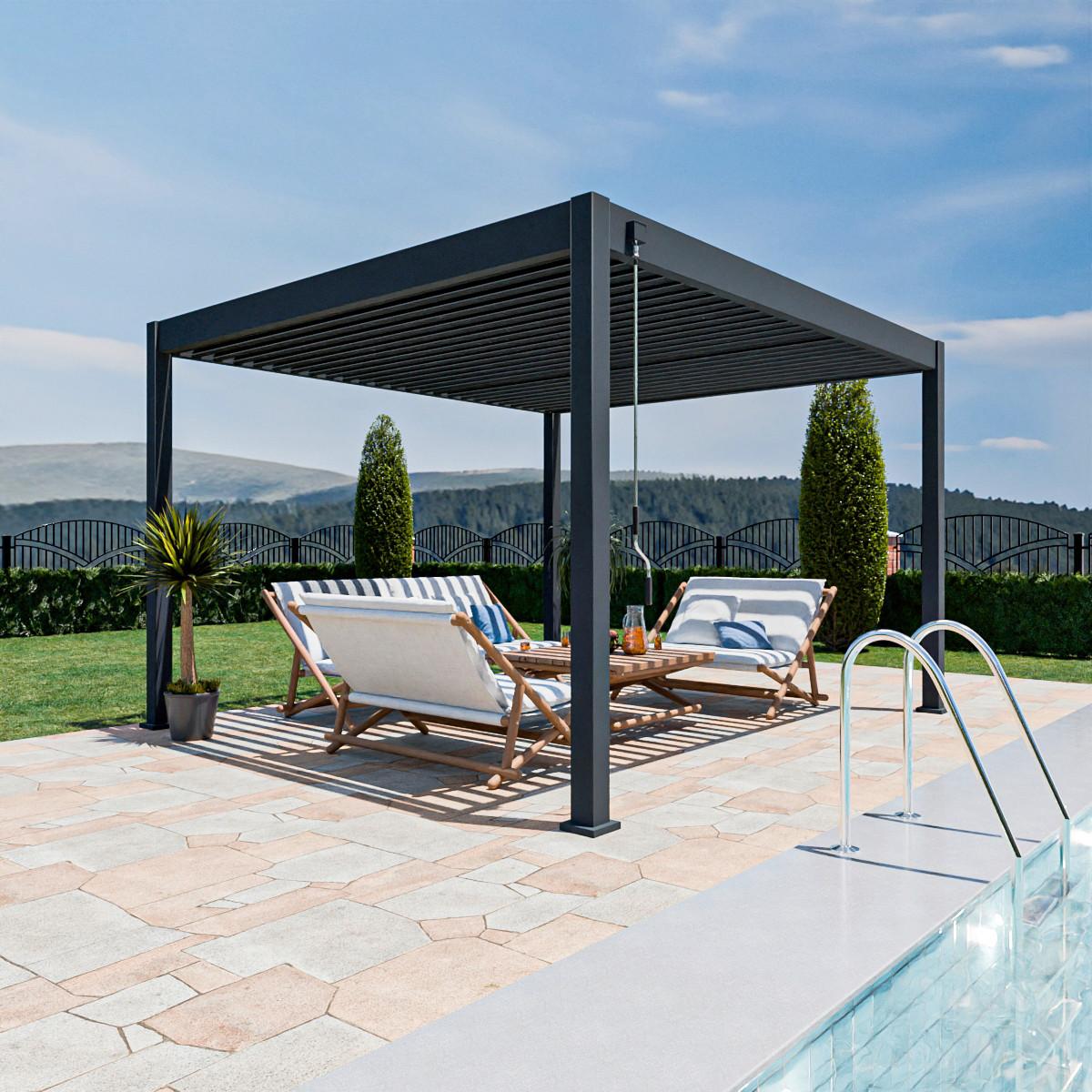 Pergola 360x400 Cm Wetterbeständig, Graphitfarben - Graphitfarben, Basics, Metall (360/400/255cm)