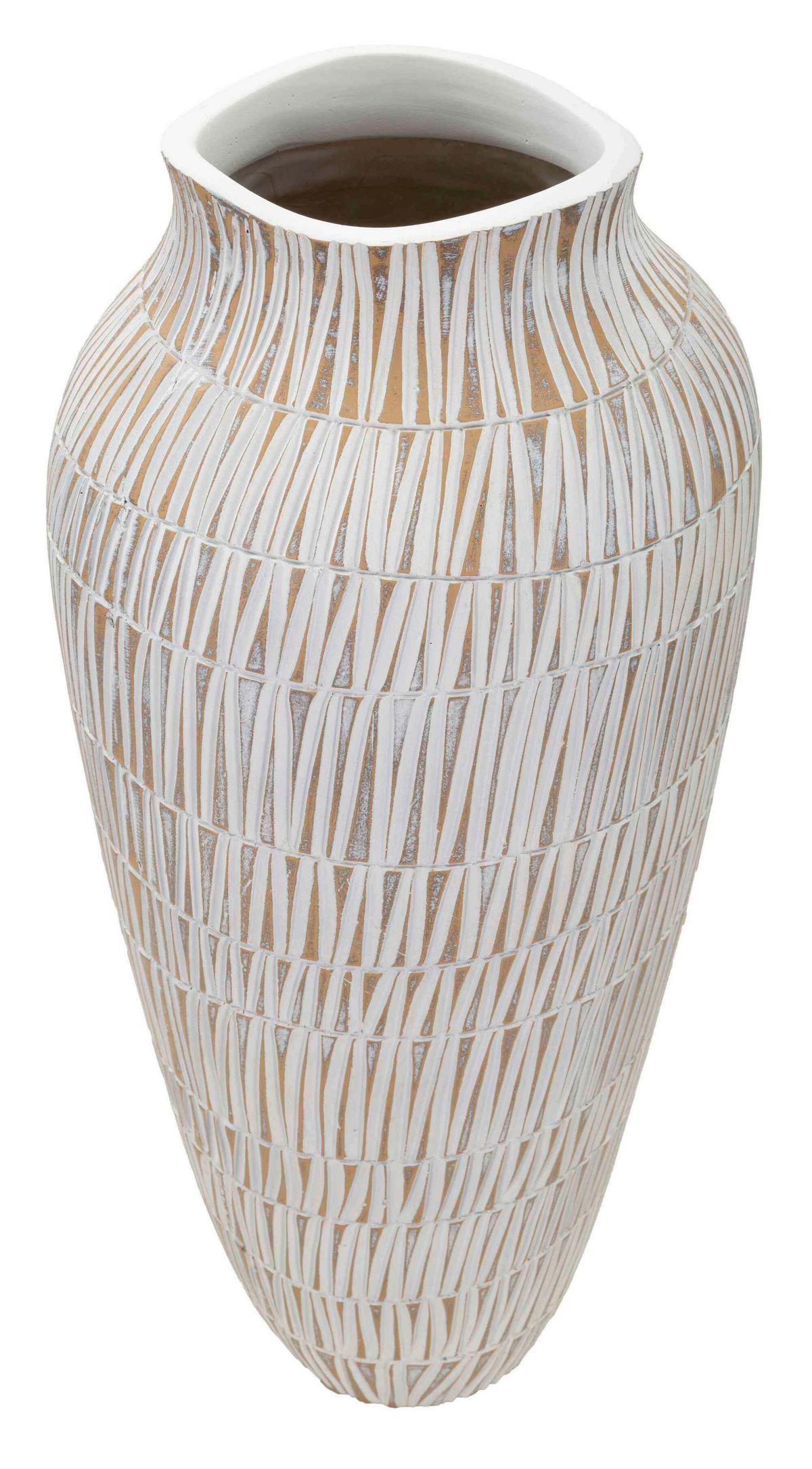 Vase Stiky Weiß, Goldfarben B: 23 Cm - Goldfarben/Weiß, Basics, Kunststoff (23/50/23 cm)