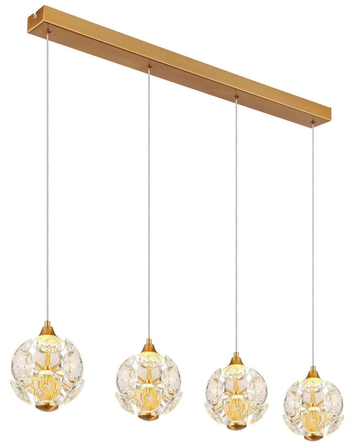 LED-Hängeleuchte Virina L:93cm Klar Goldfarben Transparent - Klar/Transparent, KONVENTIONELL, Glas/Kunststoff (93/15/150cm) - Globo