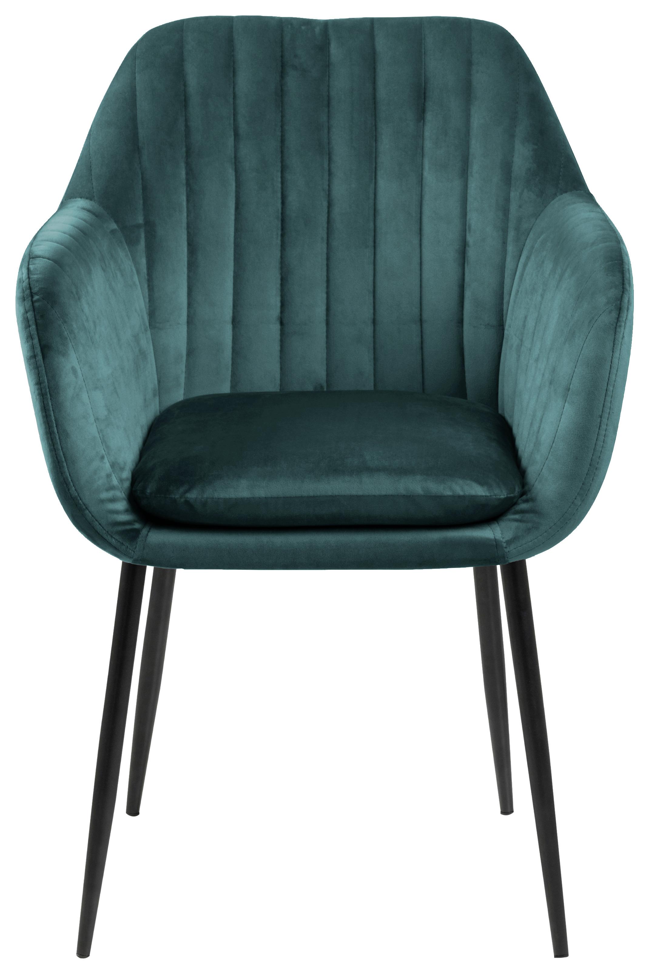 Stolička s podrúčkami EMILIA zelená - čierna/tmavozelená, Trend, kov/textil (57/83/59cm) - Ambia Home