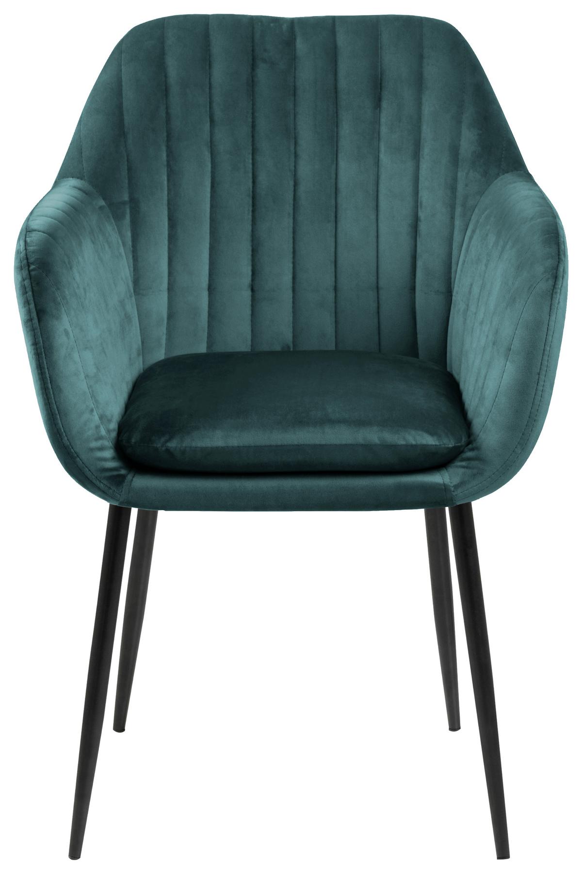 Židle s područkami EMILIA zelená - černá/tmavě zelená, Trend, kov/textil (57/83/59cm) - Ambia Home