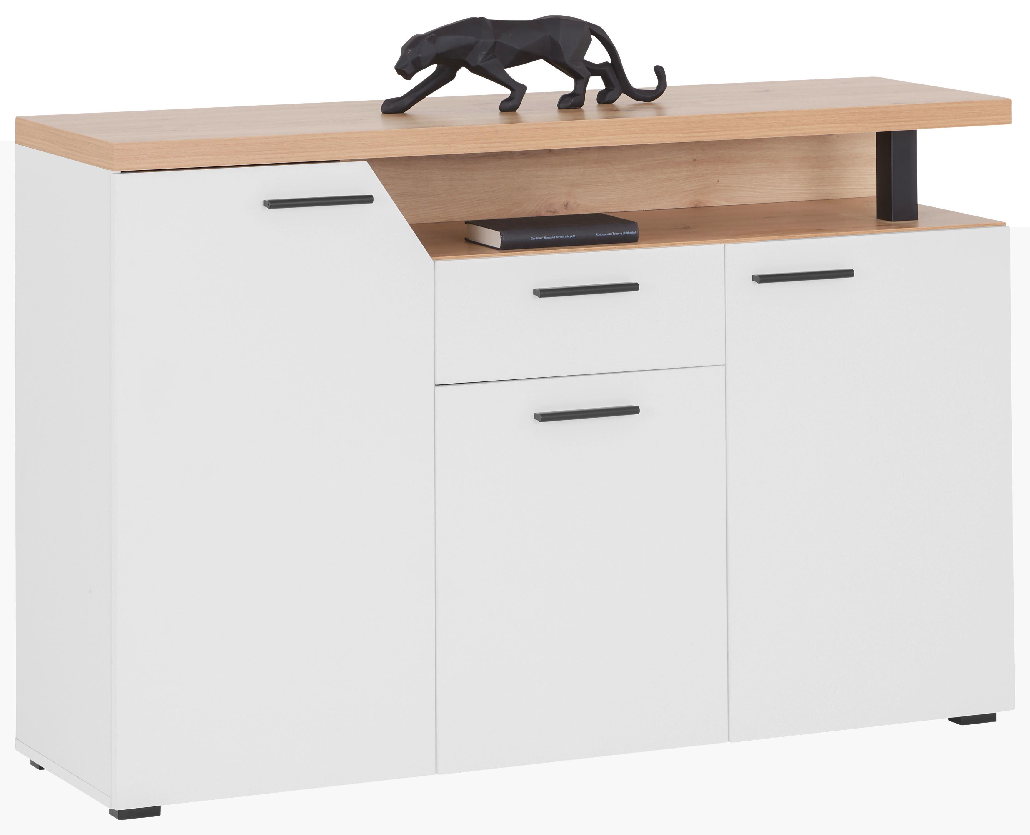 Kommode B: 136,4 Weiß, Eiche Artisan