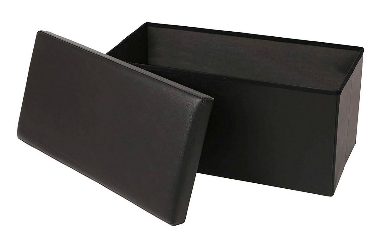 Sitztruhe Seatbox Schwarz L: 76 cm Lederlook mit Stauraum - Schwarz, Basics, Kunststoff (76/38/38cm) - Echtwerk
