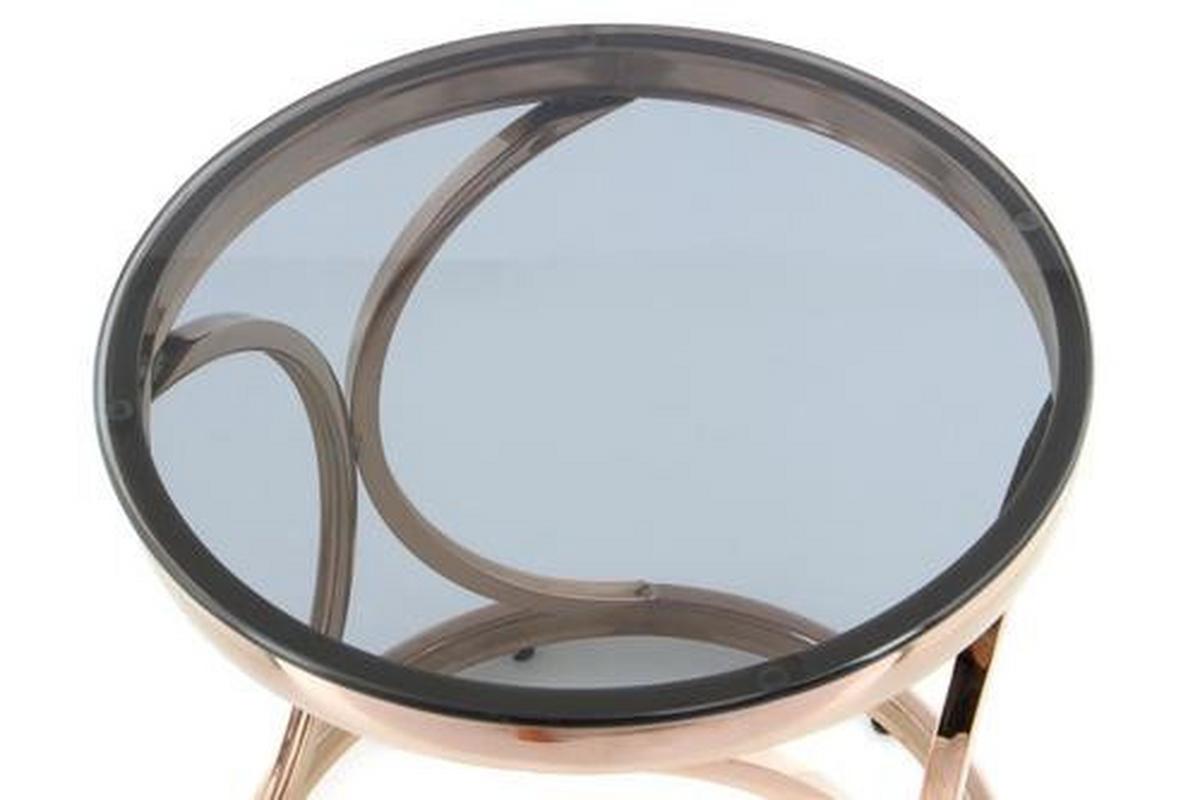 Beistelltisch mit Glasplatte Weyda Grau/Kupfer - Grau, Basics, Glas/Metall (40/40/42cm) - Kayoom