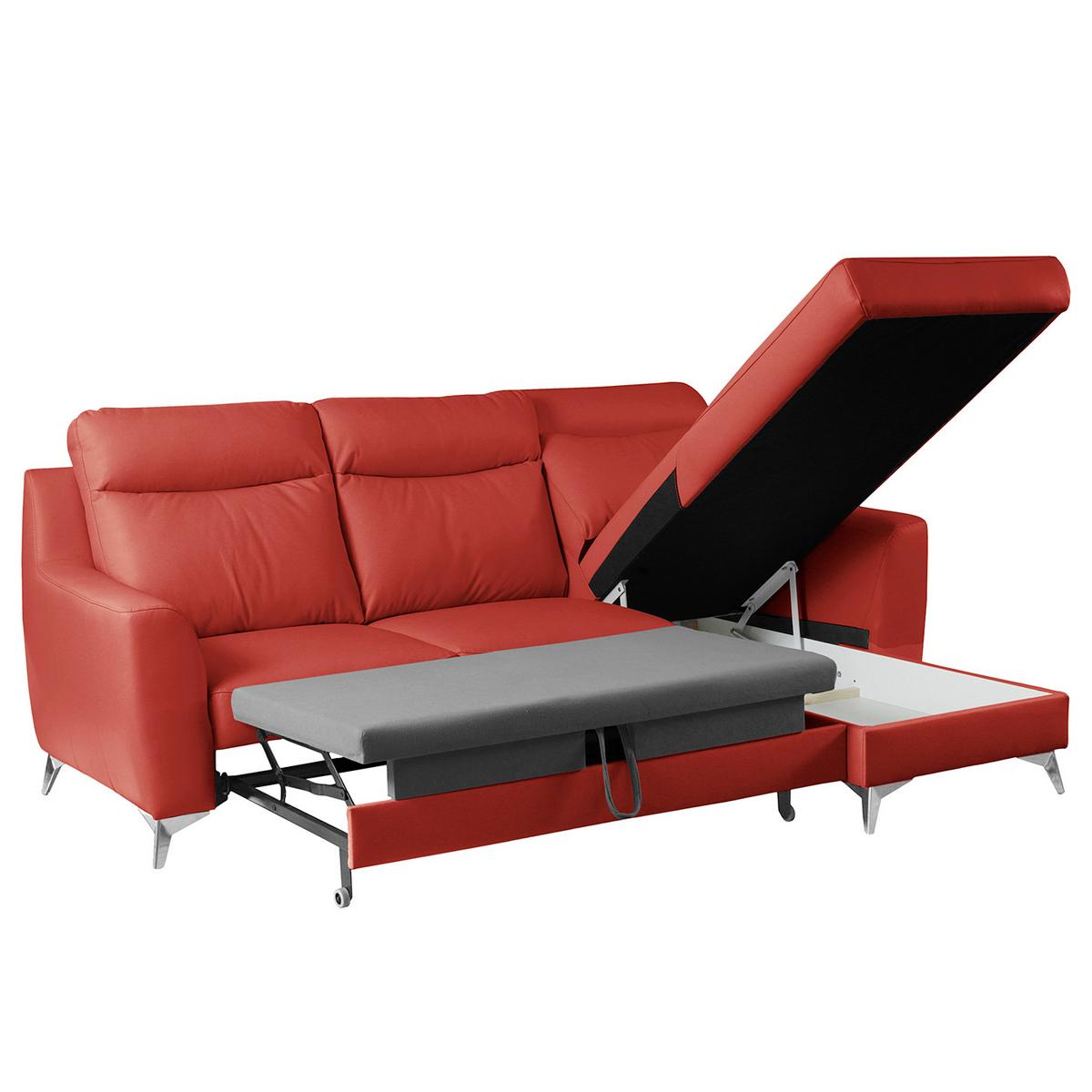 Ecksofa Gio Rot S: 168x236 Cm - Chromfarben/Rot, Design, Leder/Textil (168/236cm) - Livetastic