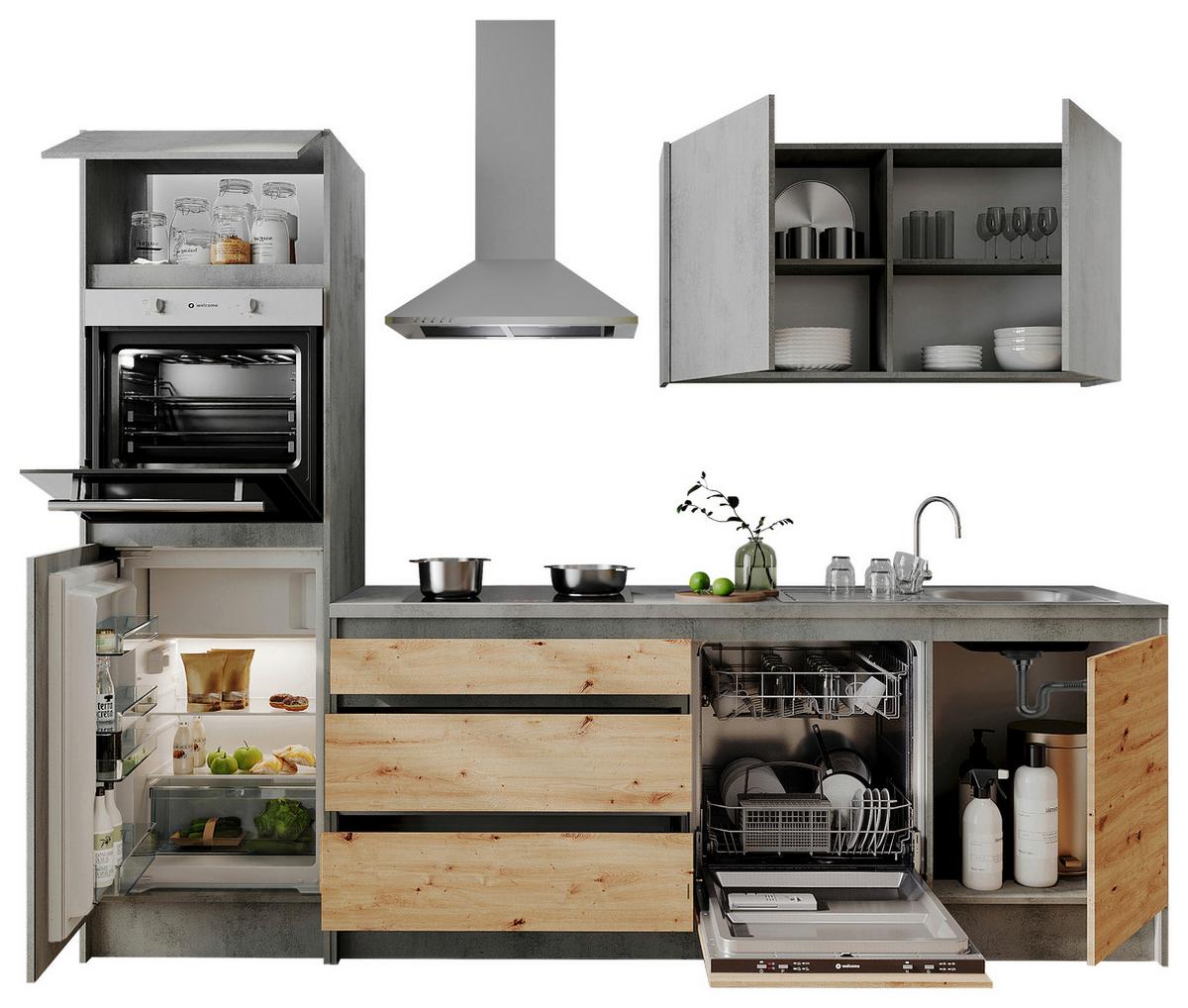 Küchenblock Troja Anthr./Eiche Dekor B: 273 cm - Anthrazit/Eiche Artisan, Design, Holzwerkstoff (273cm) - MID.YOU