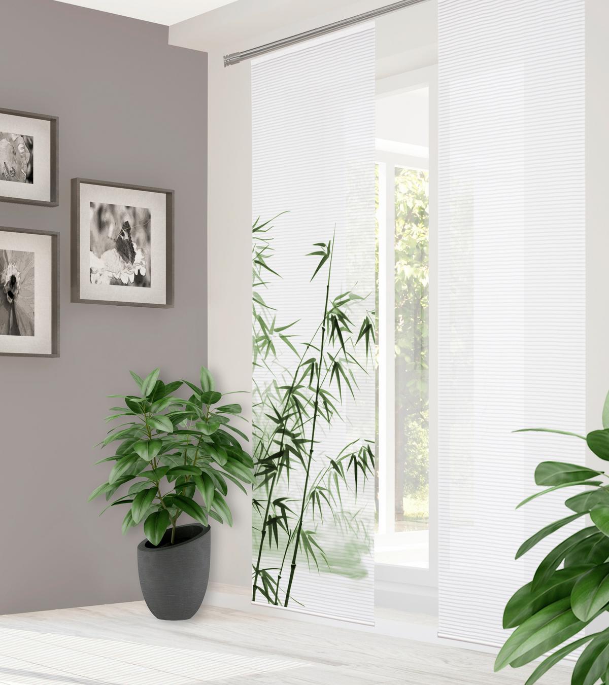 Flächenvorhang Rufus - Weiß/Grün, Natur, Textil (60/245cm)