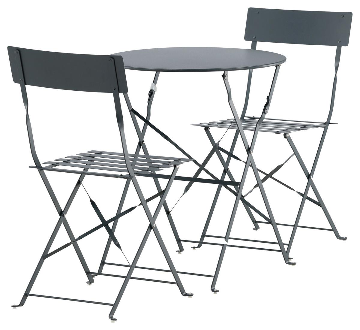 Balkonset 3-tlg. Marseille Aus Stahl - Dunkelgrau, KONVENTIONELL, Metall - Gardenson