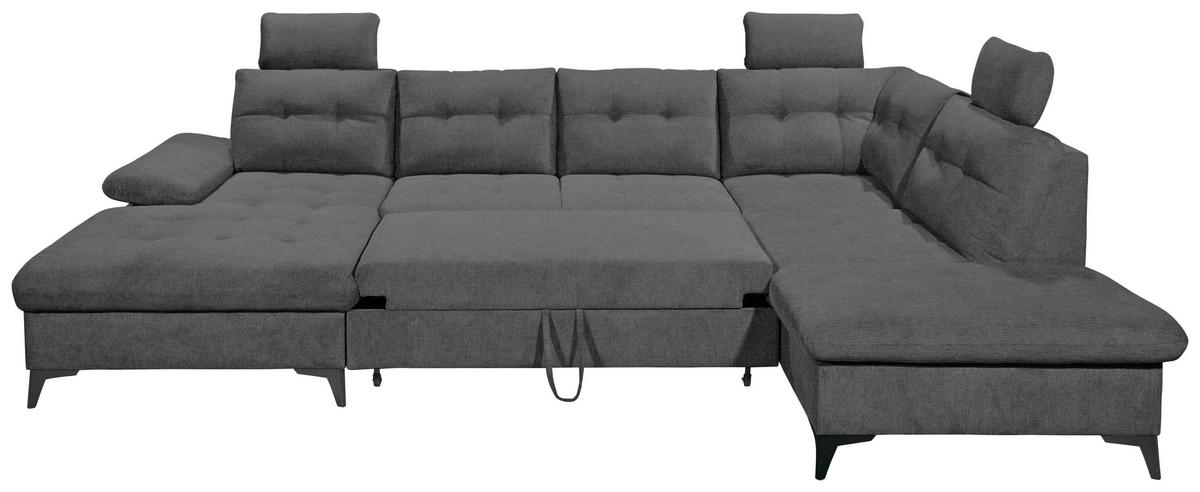 Sedacia súprava DURBAN U, pravá, grafitová - čierna/grafitová, Konventionell, textil/plast (170/324/218cm) - MID.YOU