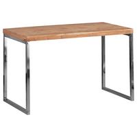Schreibtisch Teilmassiv B 120cm H 76cm Guna, Akazie - Chromfarben/Akaziefarben, Design, Holz/Metall (120/60/76cm) - MID.YOU