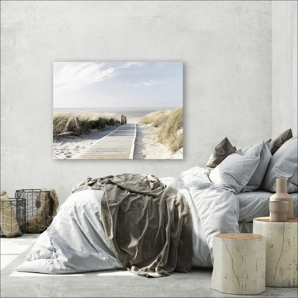 Leinwandbild Meerblick Lii Strandmotiv Natur 116x84 cm - Multicolor, MODERN, Holz (116/84cm)