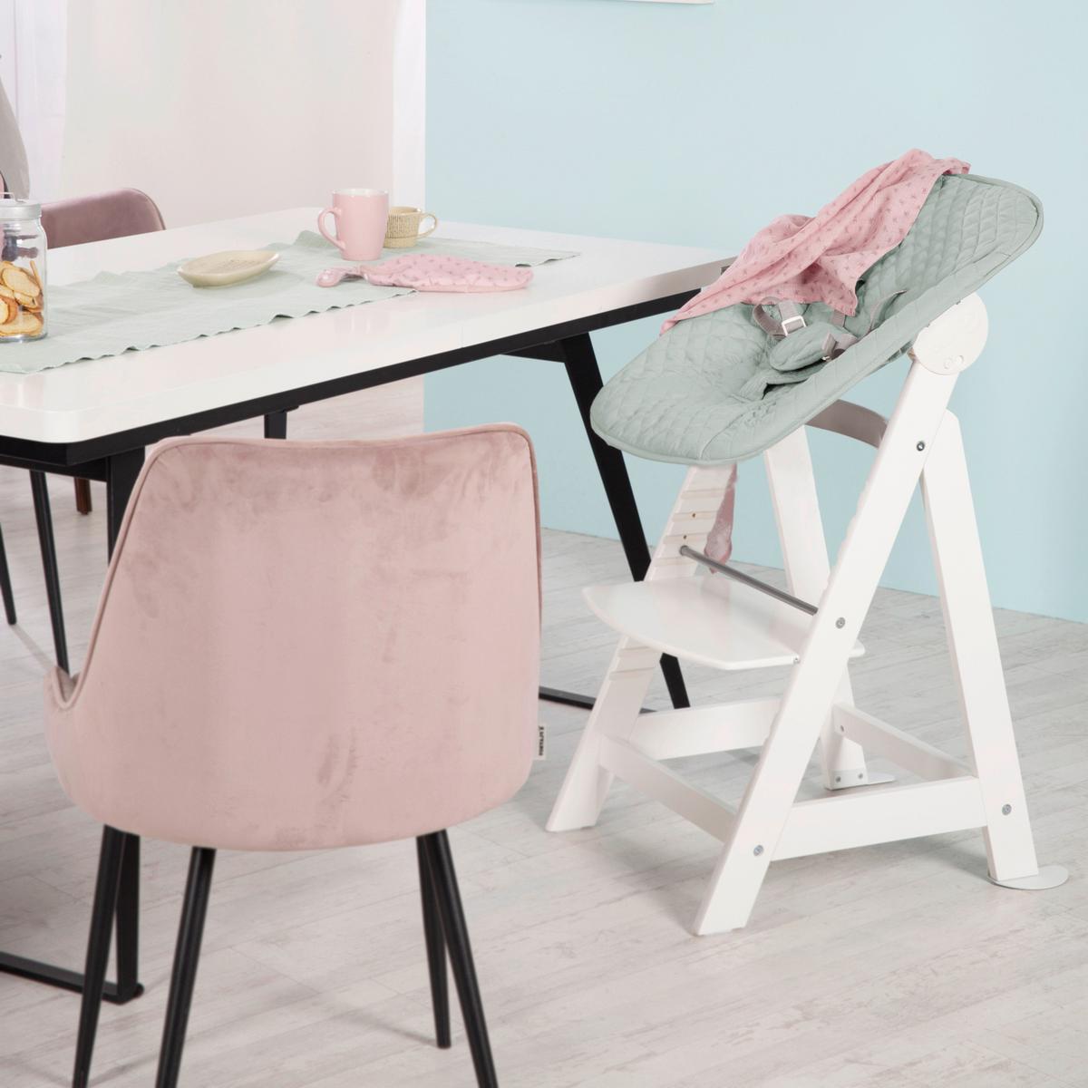 Hochstuhl Weiß/pastellgrün Mit Sitz/liegefunktion - Pastellgrün/Weiß, Basics, Holzwerkstoff/Textil (46/94/66,5cm) - Roba