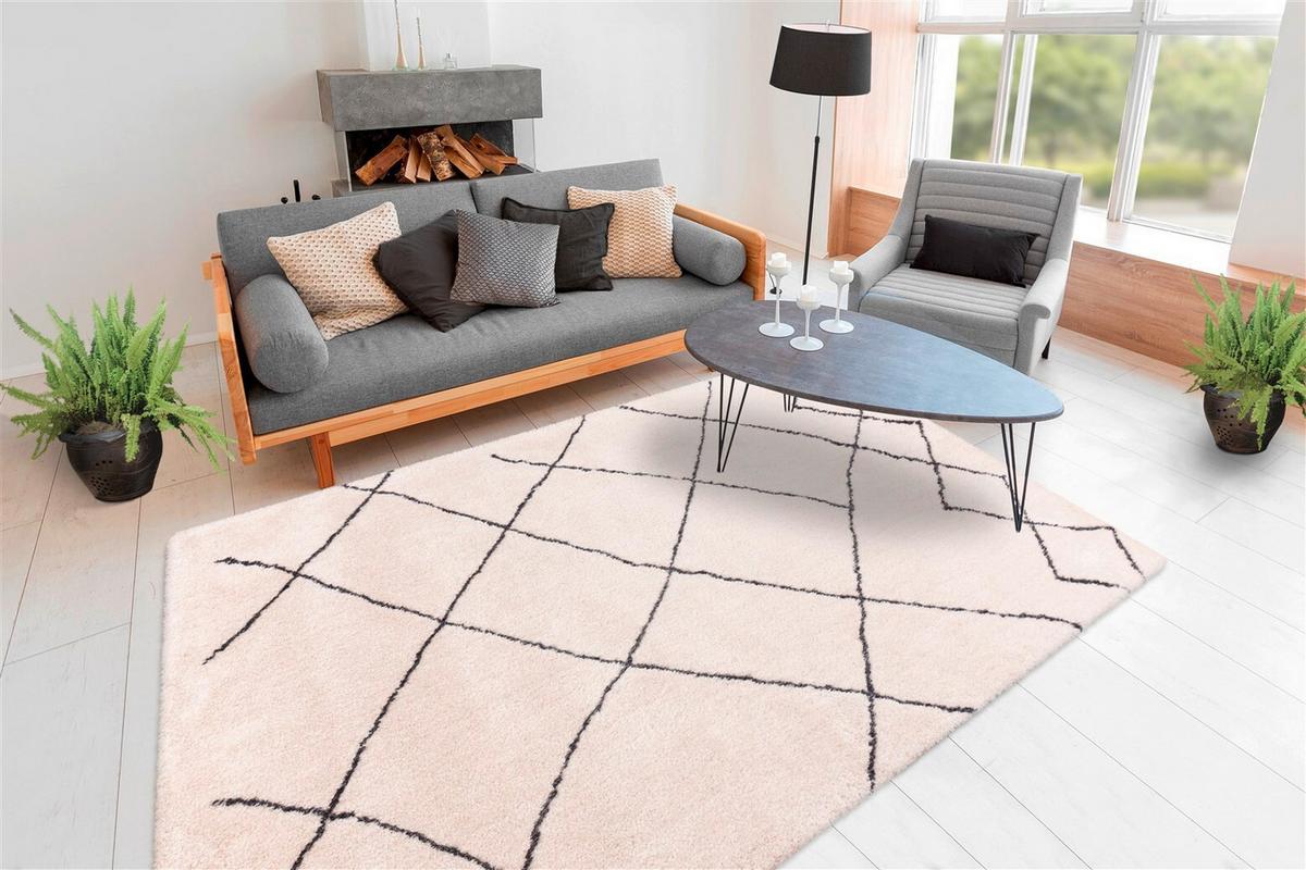 HOCHFLORTEPPICH Creme/Weiß - Creme, KONVENTIONELL, Textil (80/150cm) - Kayoom