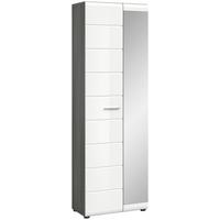 Garderobenschrank Salsa - Weiß Hochglanz/Silberfarben, Design, Holzwerkstoff (60/192/37cm) - MID.YOU