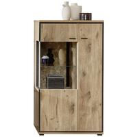 Vitrine Ruben - Eichefarben/Schwarz, KONVENTIONELL, Glas/Holzwerkstoff (80/144/40cm) - Livetastic