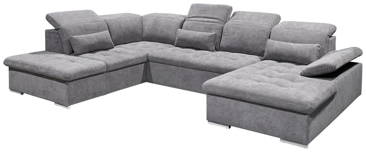Sedací souprava WAYNE U - šedá/barvy stříbra, Konvenční, textil/plast (240/340/188cm) - MID.YOU