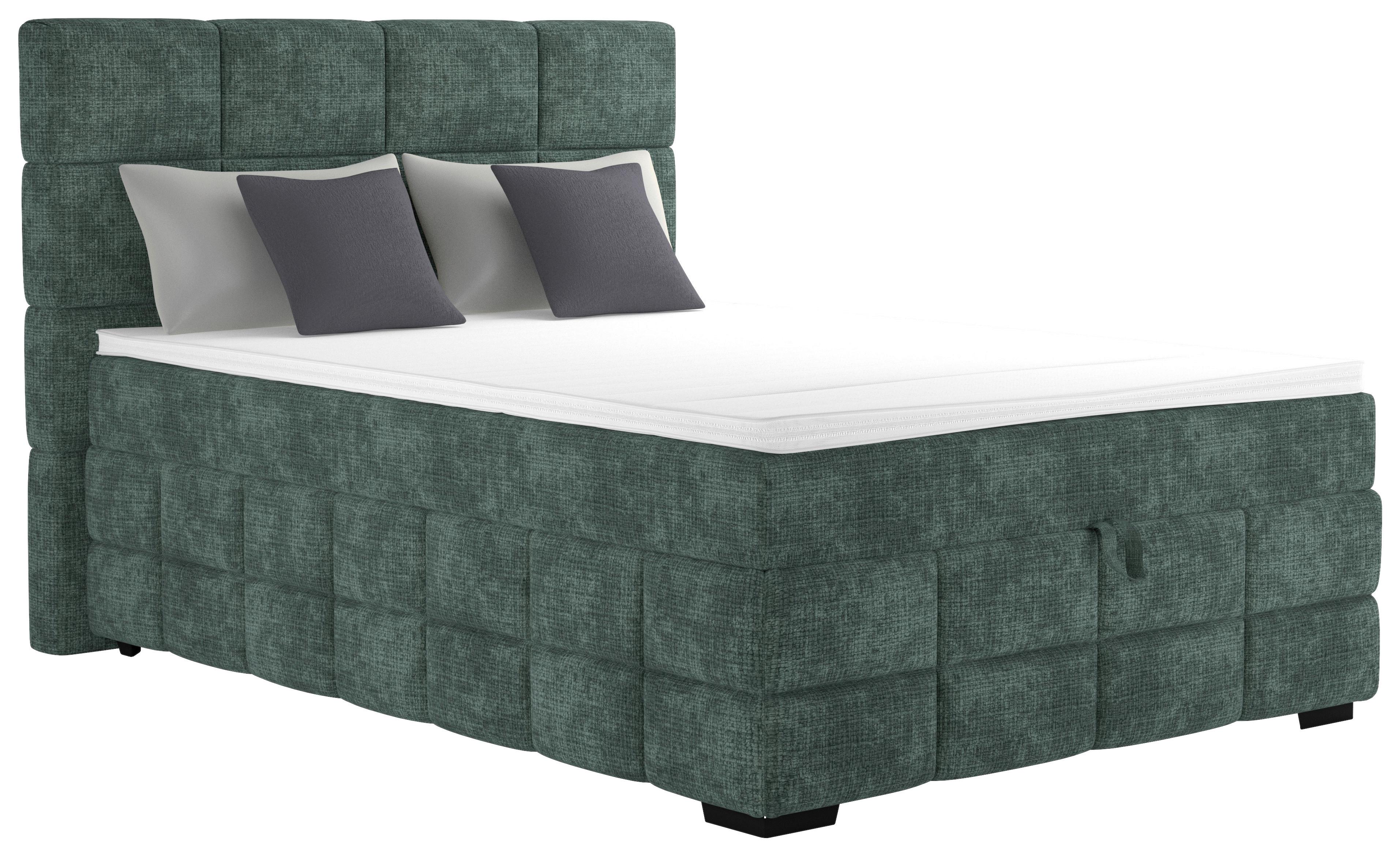 Polsterbett Vega Grün, Lf: 140 X 200 cm - Grün, Trend, Holz/Textil (140/200cm)