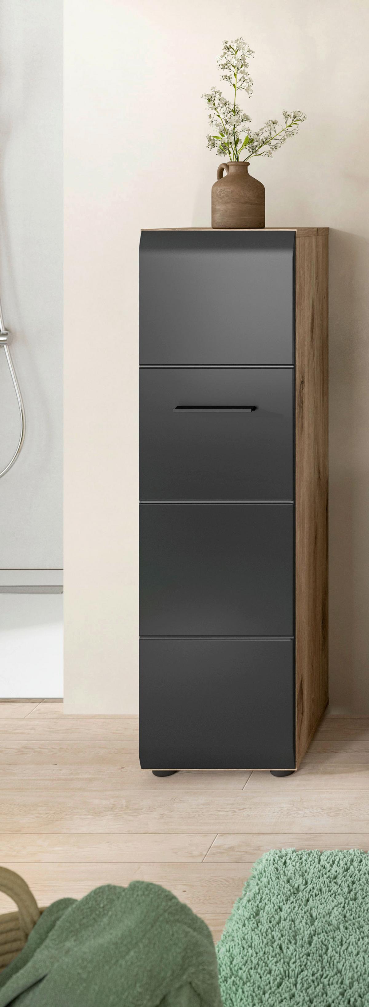 Midischrank Ice Schwarz/Eiche Dekor B: 30cm - Eiche dunkel/Schwarz, Basics, Holzwerkstoff (30/106/30cm) - MID.YOU