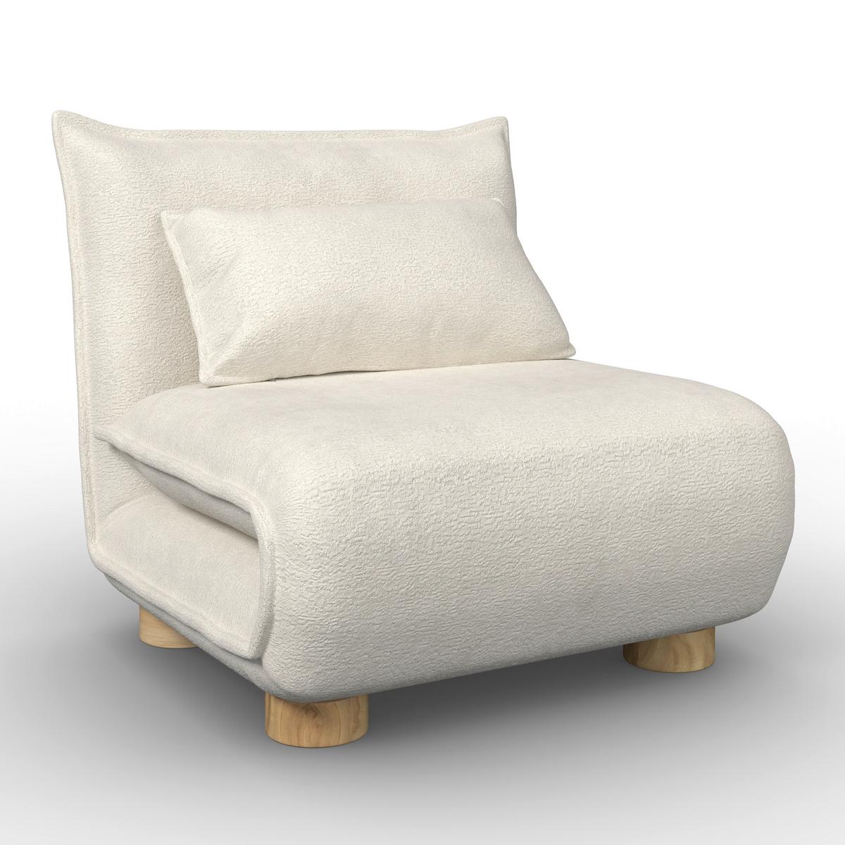 Rozkladacie kreslo BELLA, biela, max. 120 kg - biela/prírodná farba, Modern, kov/drevo (83/41/63cm) - Bessagi Home