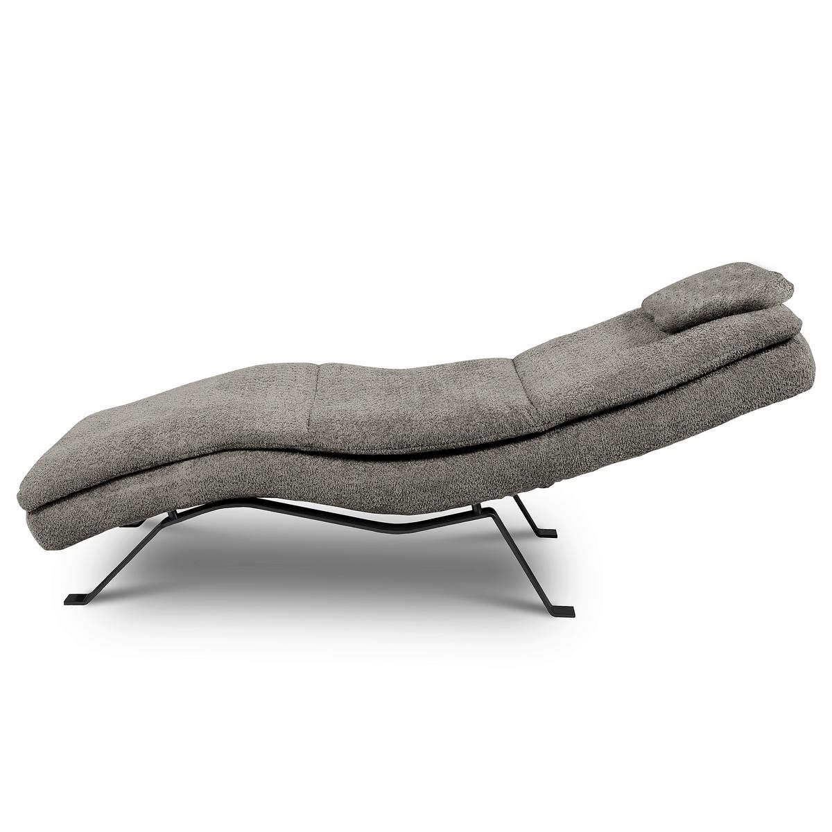 Relaxliege Black Dunkelgrau, B: 65cm - Dunkelgrau/Schwarz, Design, Leder (65/95/171cm) - Celina Home