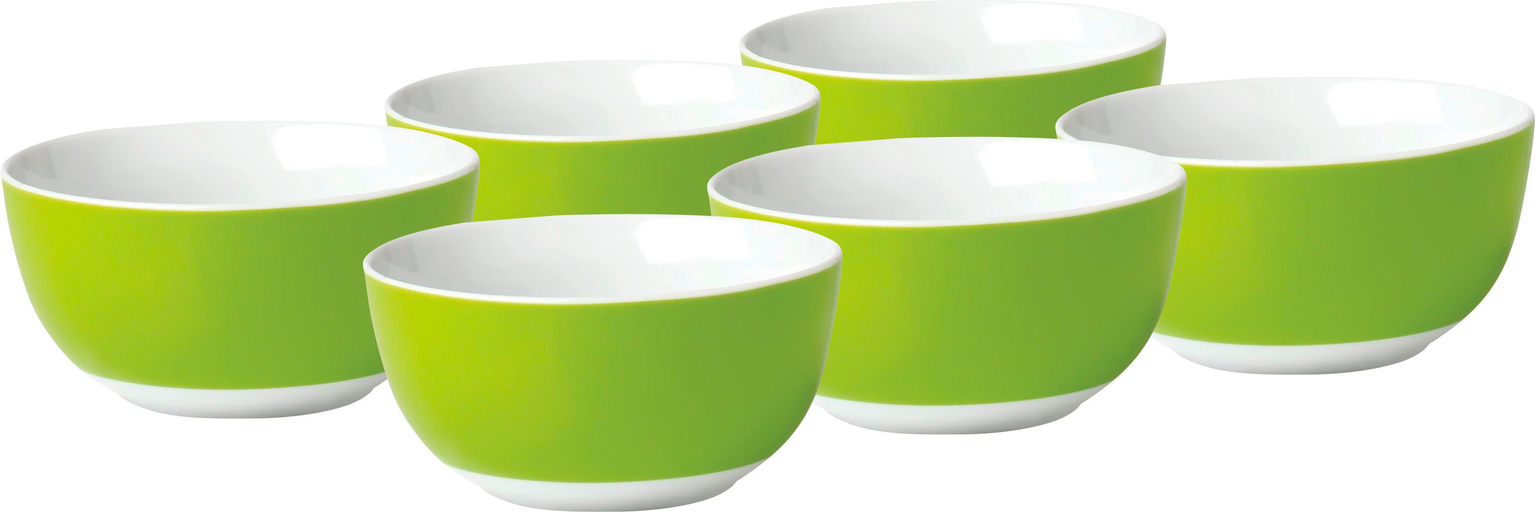 Müslischalenset Grün Weiß 6-teilig D: 14 cm