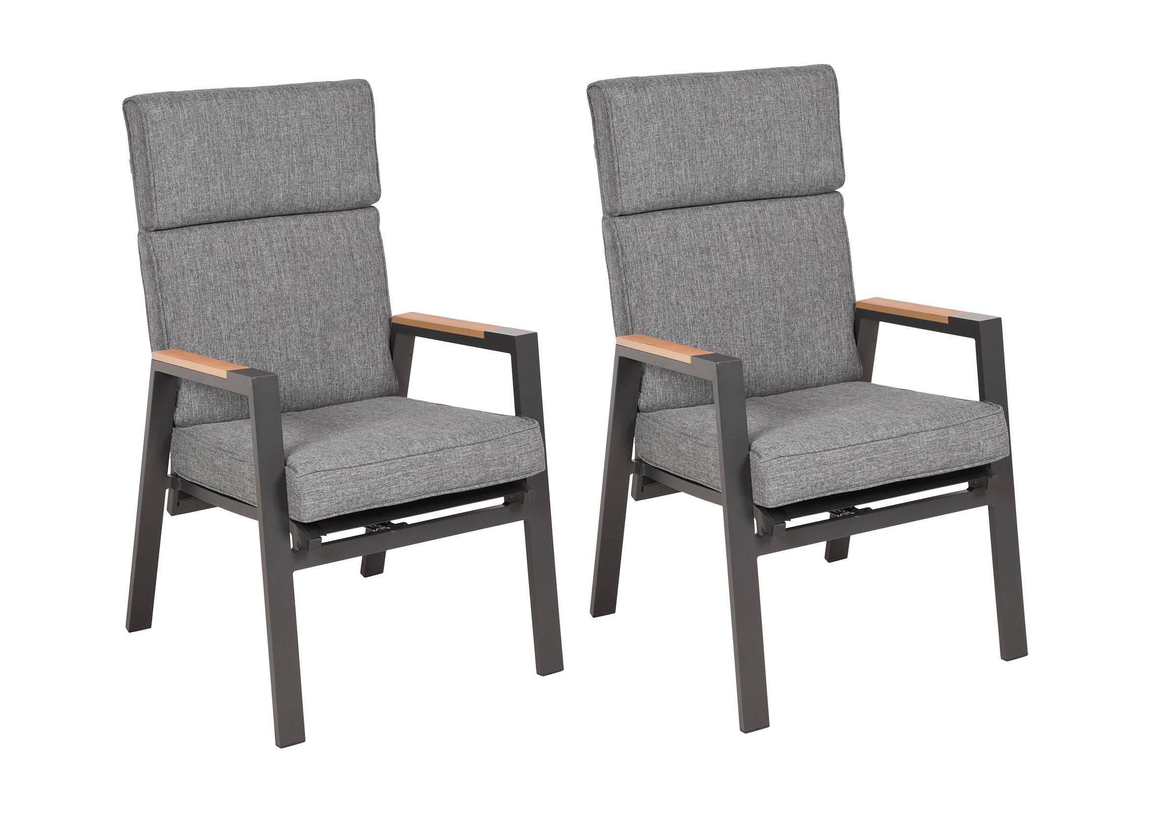 GARTENSTUHL-SET STAPELSTUHL BARLETTA, 2ER SET - Dunkelgrau/Schwarz, MODERN, Kunststoff/Textil (60,5/112/68cm) - Gardenson