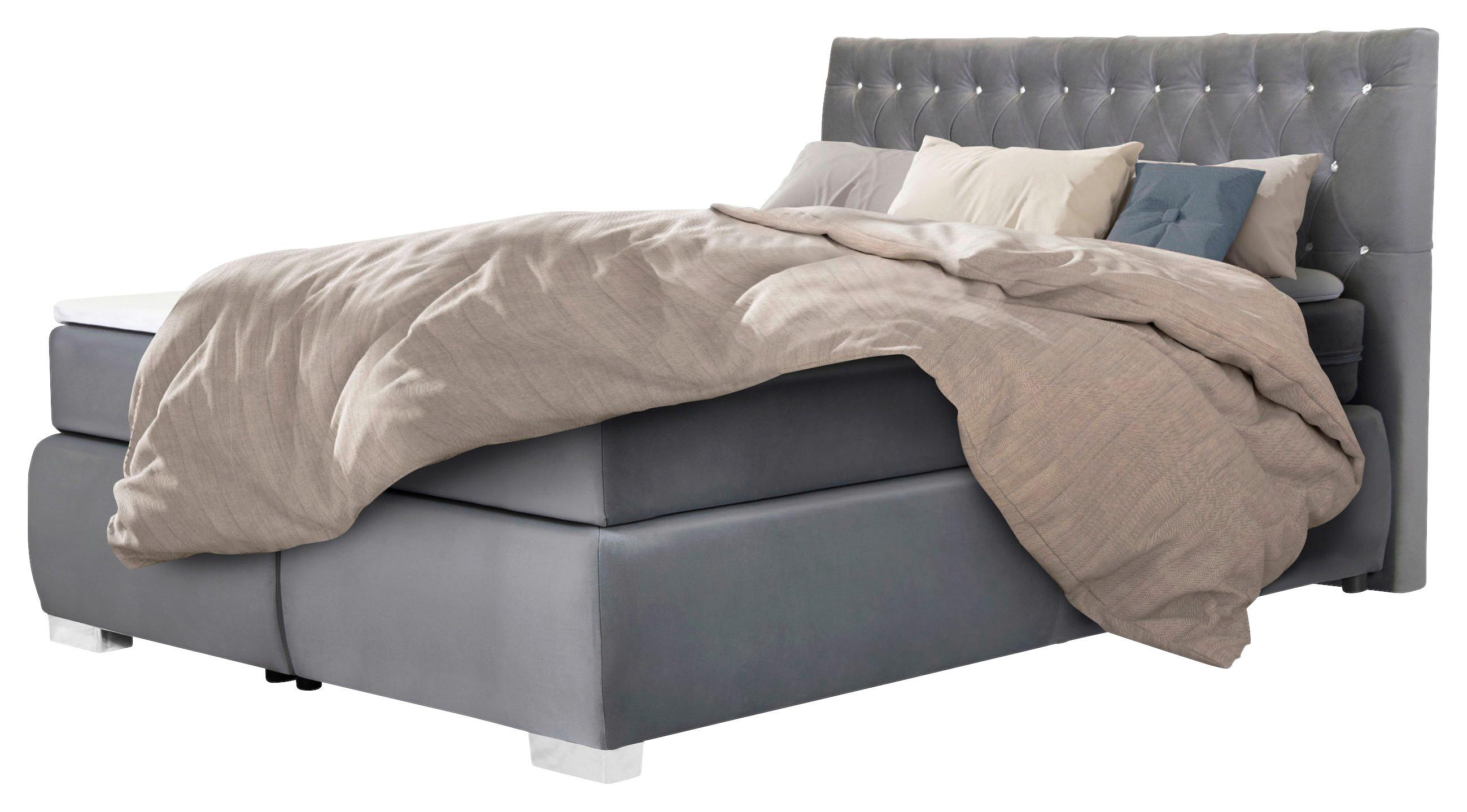 Boxspringbett Rumba inkl. Matratze 120x200 - Platinfarben, Basics, Textil (120/200cm) - Livetastic
