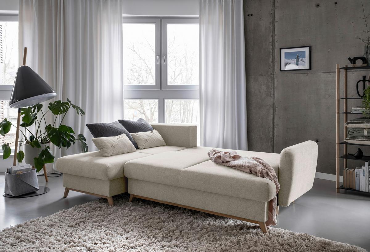 Ecksofa Scandic Lagom Beige S: 157x235 cm - Beige/Naturfarben, Textil (157/235cm) - MID.YOU