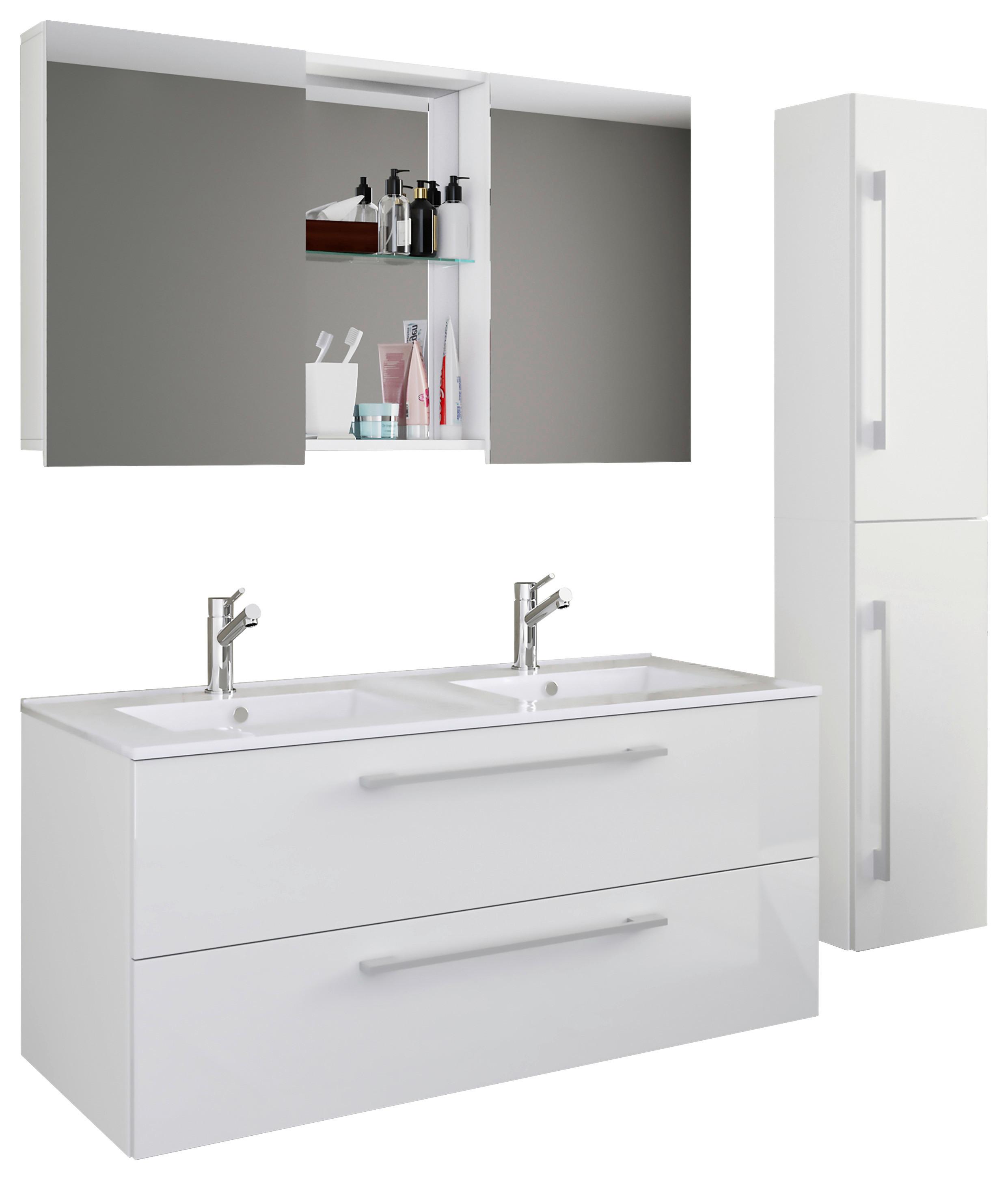 Badezimmer Budasi Weiß B: 111 cm - Weiß, MODERN, Keramik/Holzwerkstoff (145cm) - MID.YOU