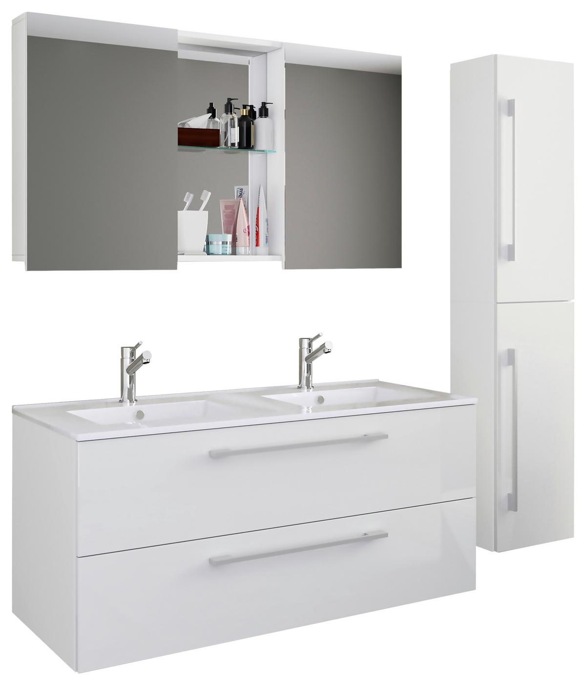Badezimmer Budasi Weiß B: 111 cm - Weiß, MODERN, Keramik/Holzwerkstoff (145cm) - MID.YOU
