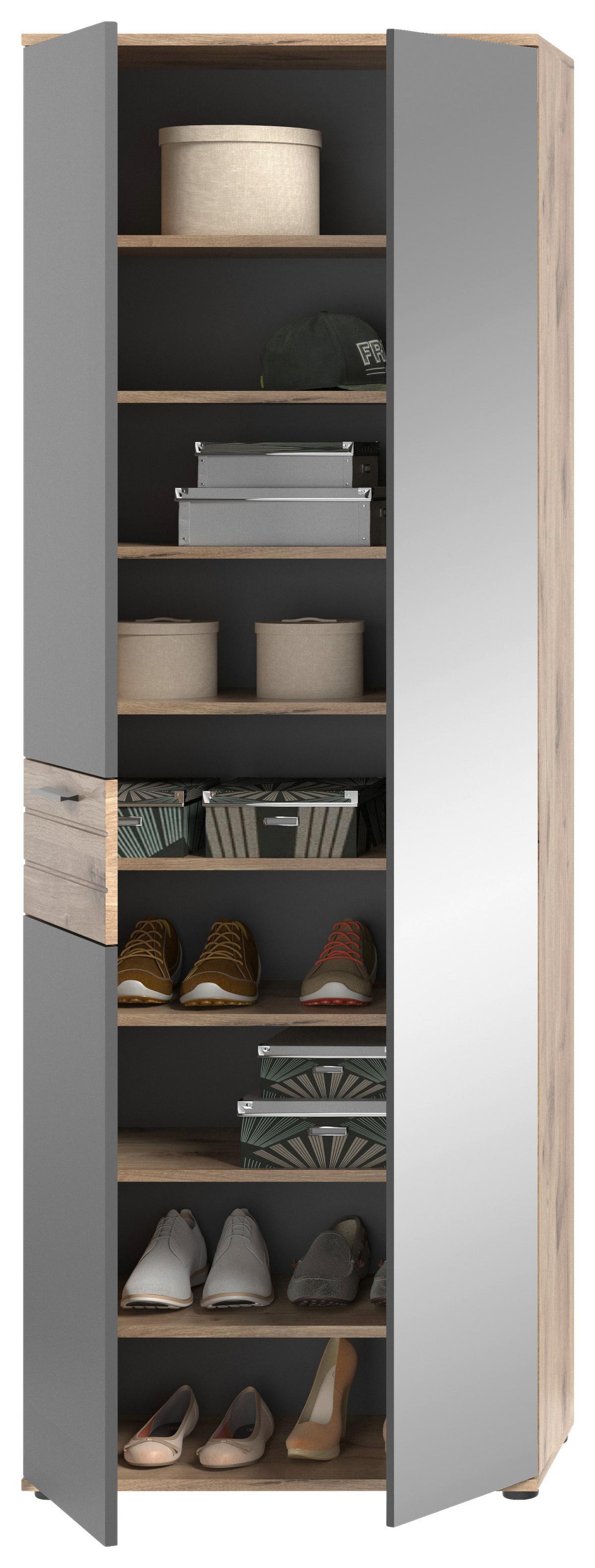 SKŘÍŇ NA ODĚV MASON - šedá/barvy dubu, Moderní, kompozitní dřevo/plast (70/200/37cm) - MID.YOU