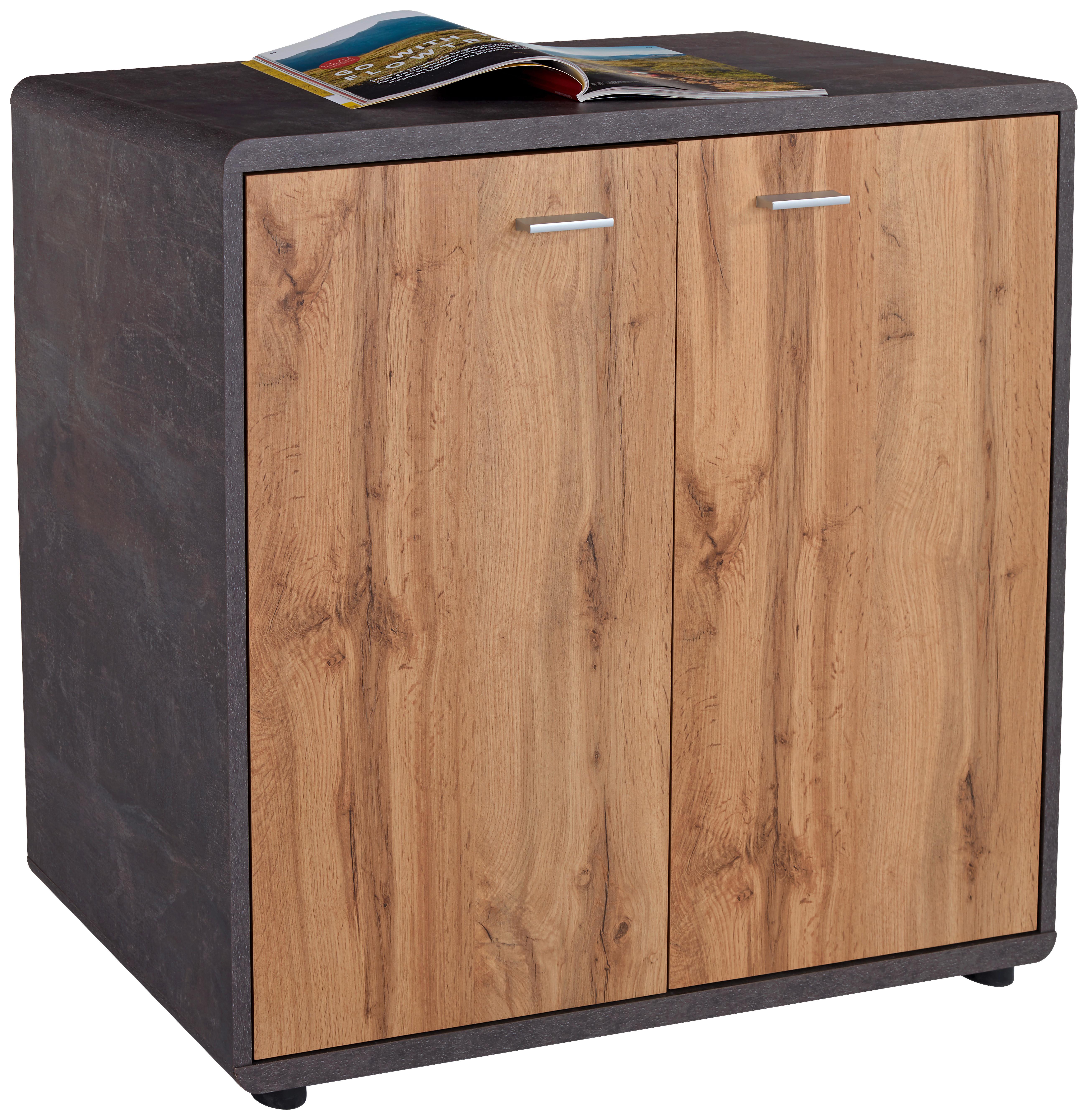 Kommode B: 89,2 cm Fontana New Beton Optik/Wotan Eiche Dekor - Eichefarben/Dunkelgrau, MODERN, Holzwerkstoff (89,2/87,2/40cm)
