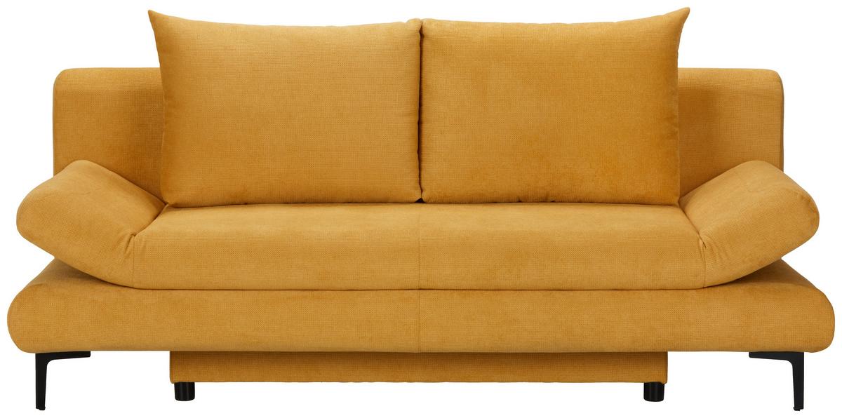 ROZKLÁDACÍ POHOVKA LEMON - černá/žlutá, Moderní, textil (191/42-76/86cm)