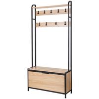 GARDEROBE Schwarz/Eichefarben B: 85cm - Eichefarben/Schwarz, Design, Holzwerkstoff/Metall (85/180/30cm) - MID.YOU