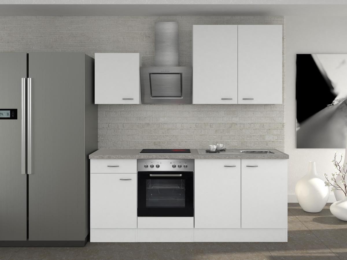 Küchenzeile Wito mit Geräten 210 cm Grau/Weiß Modern - Hellgrau/Weiß, MODERN, Holzwerkstoff (210cm) - FlexWell