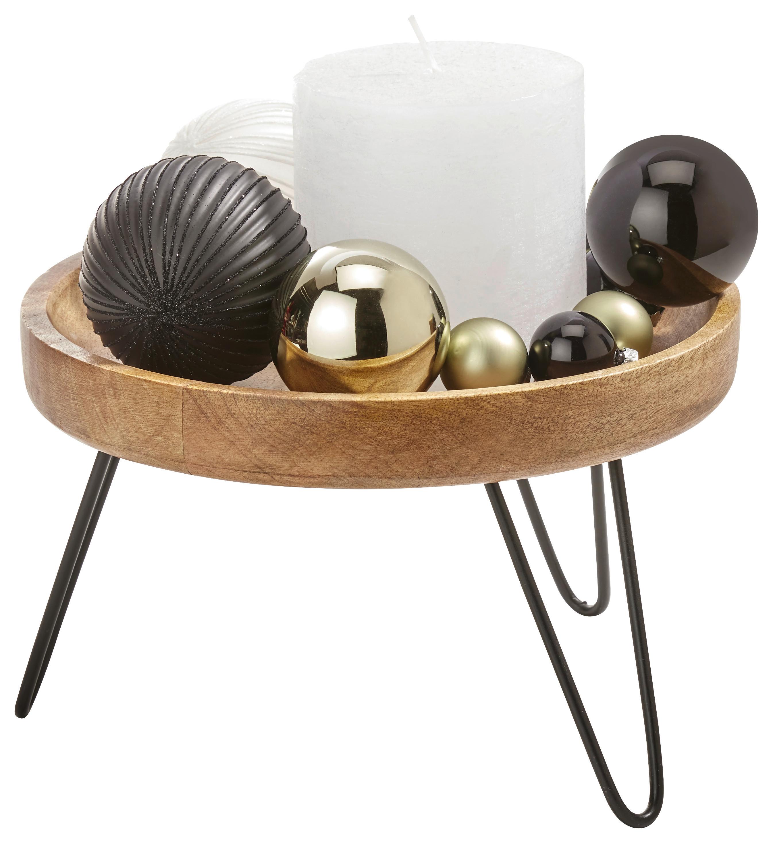 Dekoračná Miska Ikora - hnedá/čierna, Moderný, drevo (16/25cm) - Premium Living