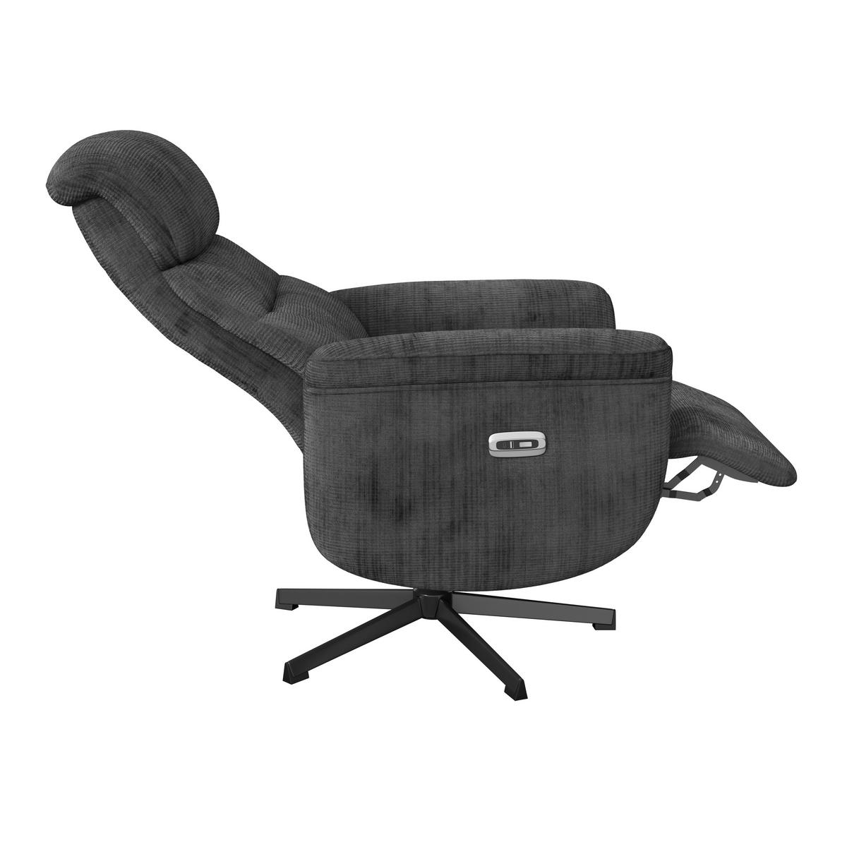 Relaxsessel Manila Chenille anthrazit, B: 73 cm - Anthrazit/Schwarz, MODERN, Textil/Metall (73/113/89cm)