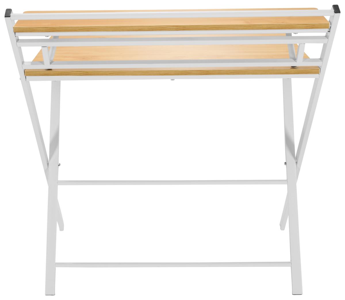 Schreibtisch Easy Clap Weiß/Eiche Dekor - Eichefarben, Basics, Holzwerkstoff/Metall (84/60/92cm) - MID.YOU