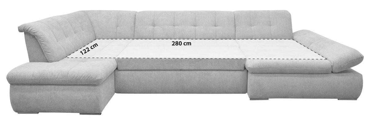 Wohnlandschaft Moric Mit Schlaffunktion Grau - Chromfarben/Grau, KONVENTIONELL, Textil (216/353/172cm) - MID.YOU