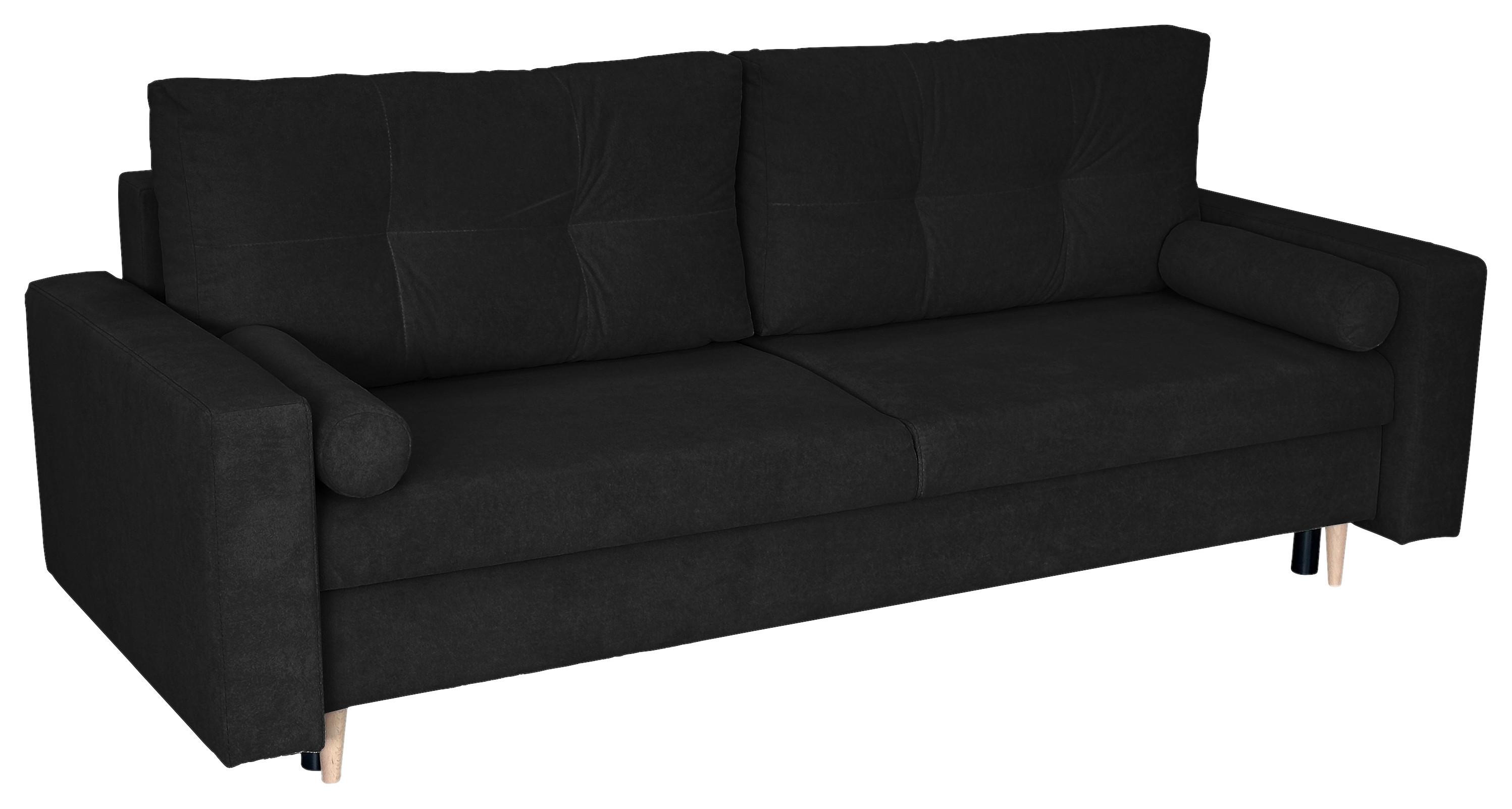 Schlafsofa Mit Bettkasten Torenta Schwarz B: 220 Cm - Schwarz/Naturfarben, Design, Textil (220/96/98cm) - MID.YOU