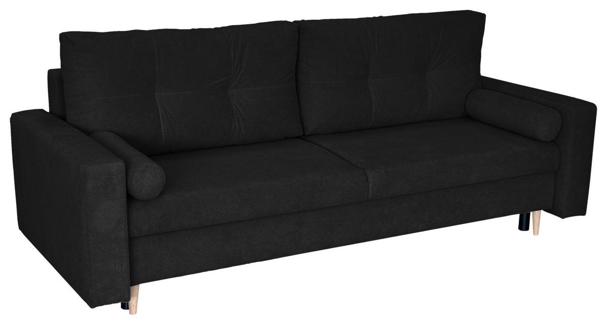 Schlafsofa Mit Bettkasten Torenta Schwarz B: 220 Cm - Schwarz/Naturfarben, Design, Textil (220/96/98cm) - MID.YOU