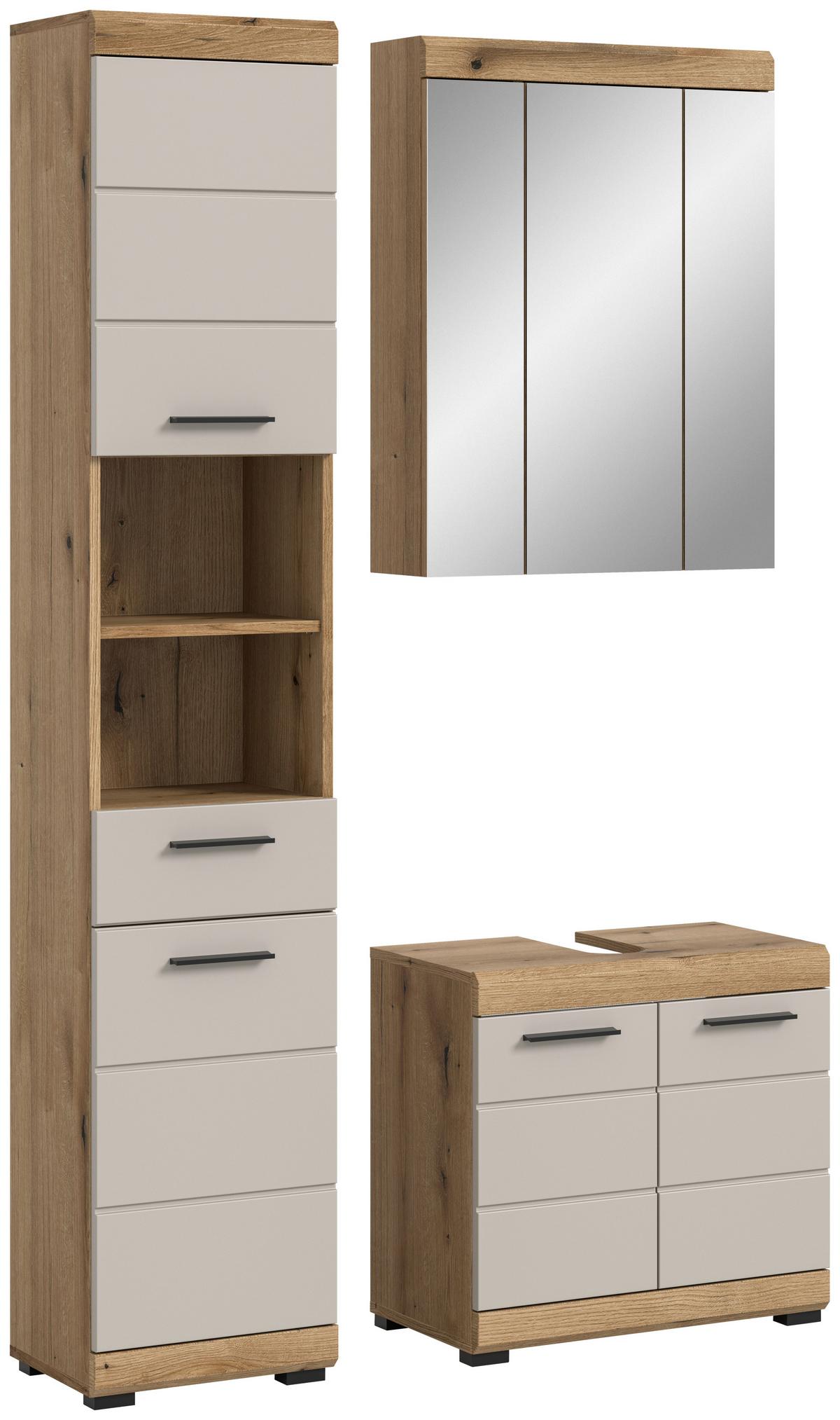 Badezimmer Scout Kaschmir/Naturfarben B: 97 cm - Kaschmir/Schwarz, MODERN, Glas/Holzwerkstoff (97cm) - MID.YOU