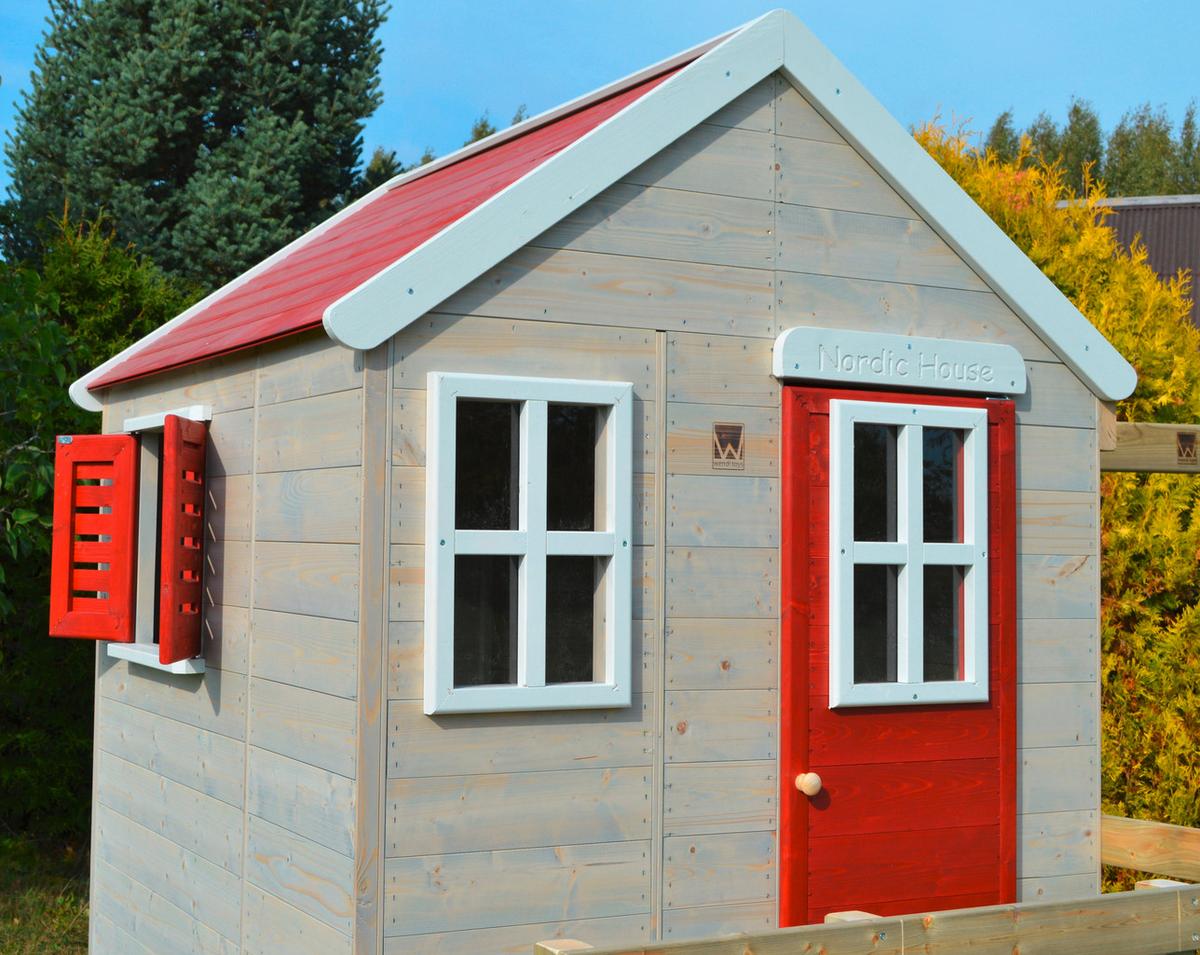 Spielhaus Tiger Naturfarben/Rot, B: 197 cm - Rot/Naturfarben, KONVENTIONELL, Holz (197/242/290cm)