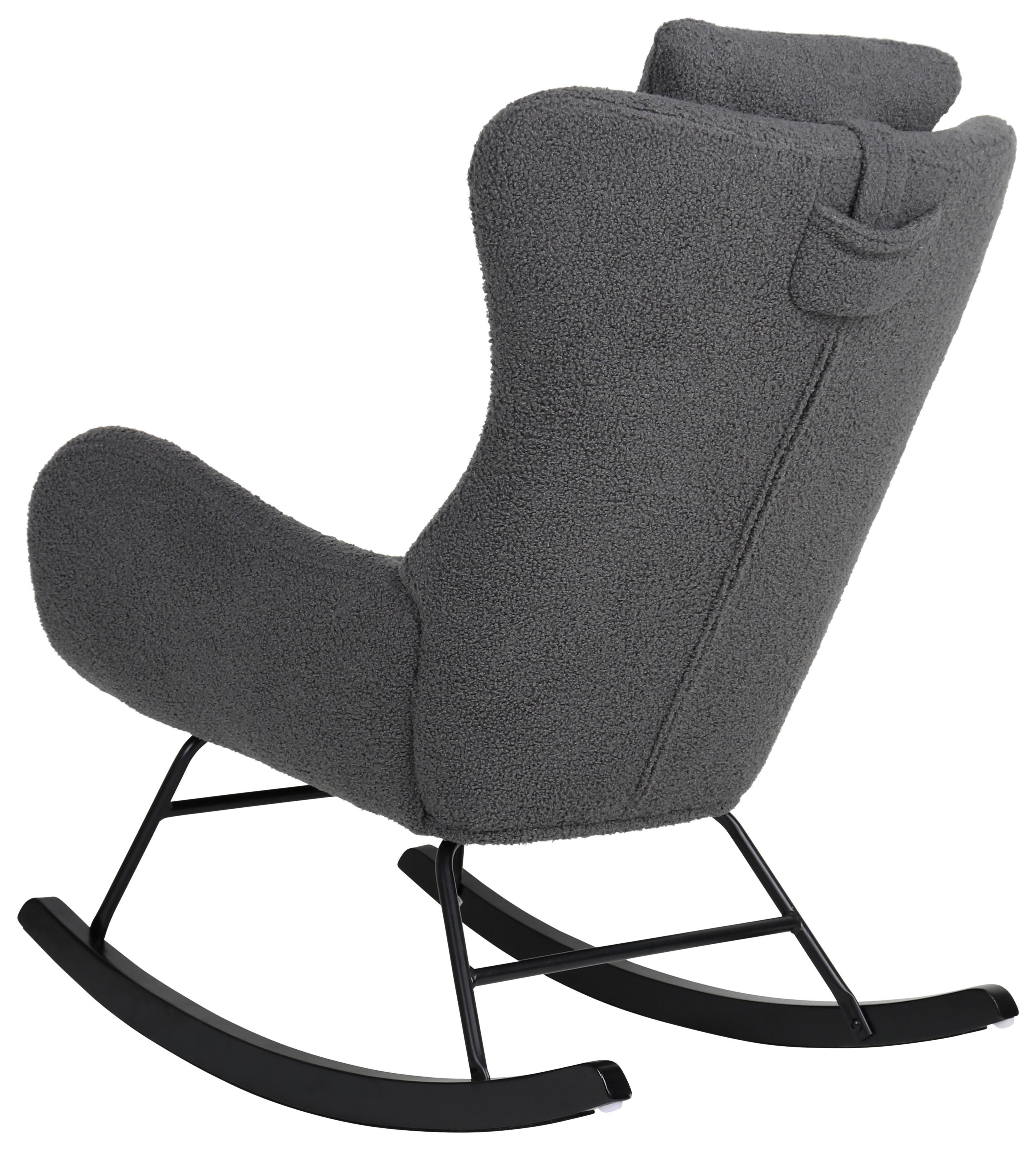 Schaukelsessel Teddy Teddy Grau, B: 66 Cm - Schwarz/Grau, MODERN, Holz/Textil (66/90/85cm)