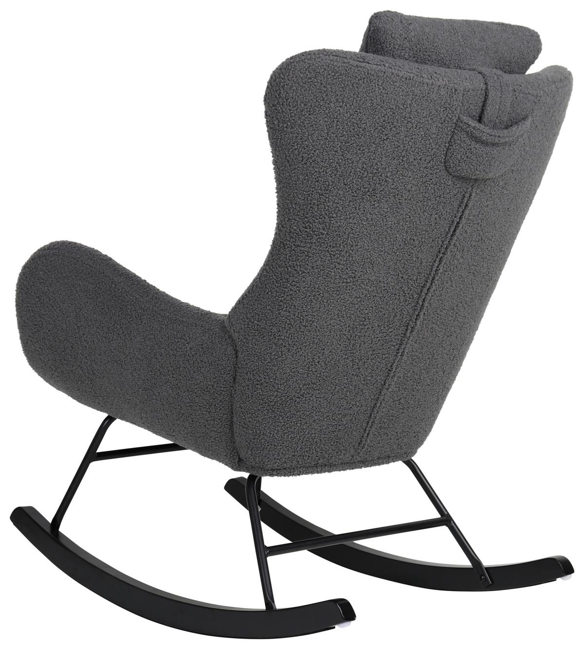 Schaukelsessel Teddy Teddy Grau, B: 66 Cm - Schwarz/Grau, MODERN, Holz/Textil (66/90/85cm)