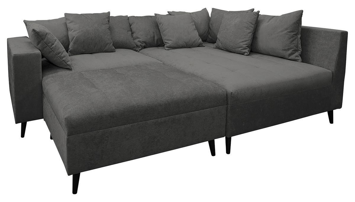 Ecksofa Pruno, Grau S: 247x174 Cm - Schwarz/Grau, Design, Textil (247/174cm) - MID.YOU