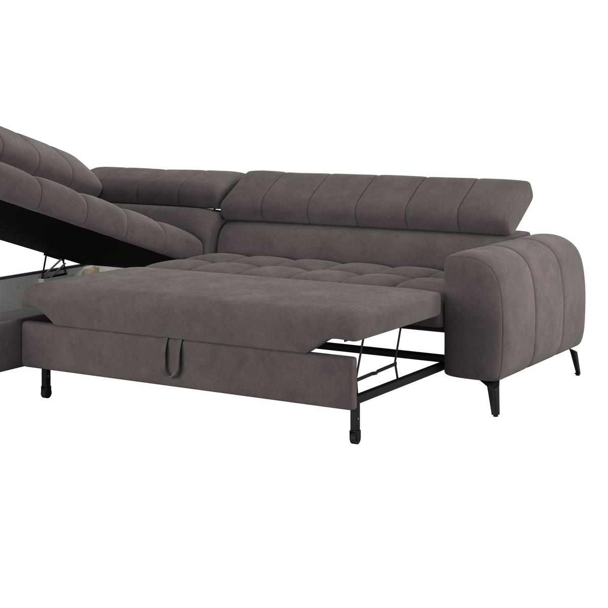 Ecksofa Volf Links New Graphitfarben, S: 203x261 Cm - Dunkelgrau/Schwarz, Trend, Kunststoff/Textil (203/261cm)