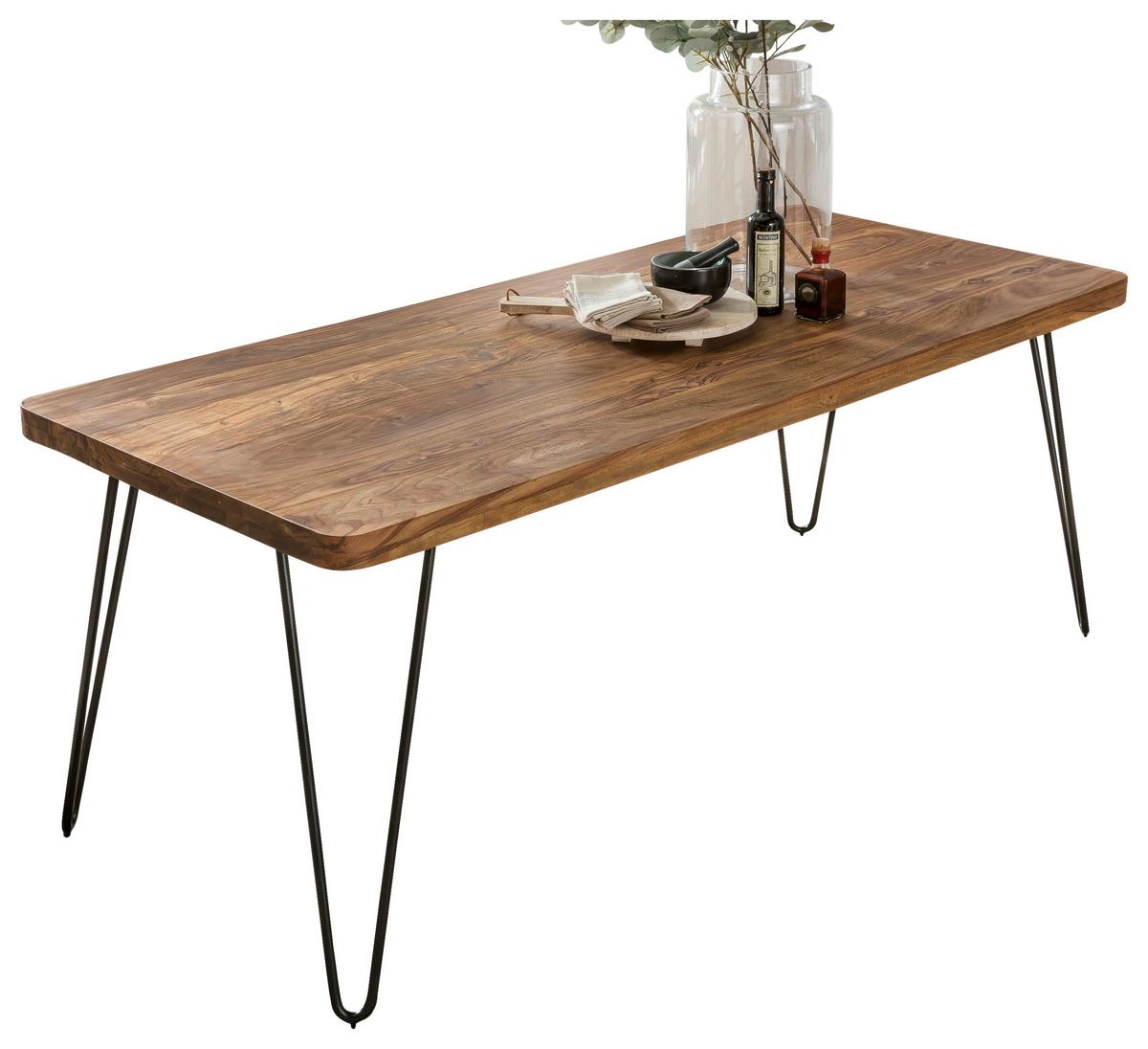 Esstisch Wl1.501 - Sheeshamfarben/Schwarz, Design, Holz/Metall (120/80/76cm) - MID.YOU