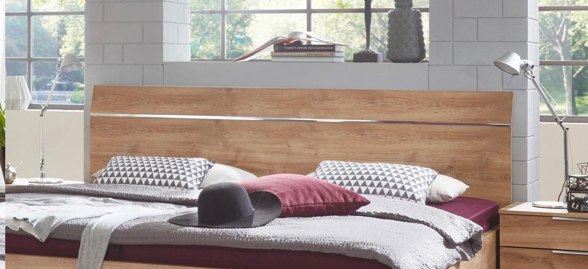Záhlaví LEVEL BEDS B pro š. 180cm,imitac.přír.dubu - barvy dubu/barvy chromu, Moderní, kompozitní dřevo (188/50/5cm)