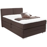 Boxspringbett im Lederlook 140x200cm Tina, Dunkelbraun - Dunkelbraun, KONVENTIONELL, Textil (140/200cm)